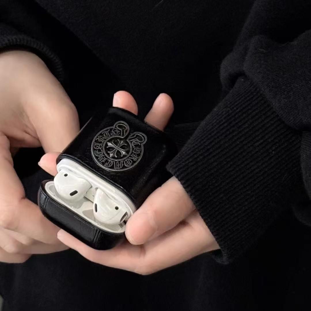 Premium Leather AirPods Case with Metal Decoration for AirPods 1, 2, 3, Pro & Pro 2