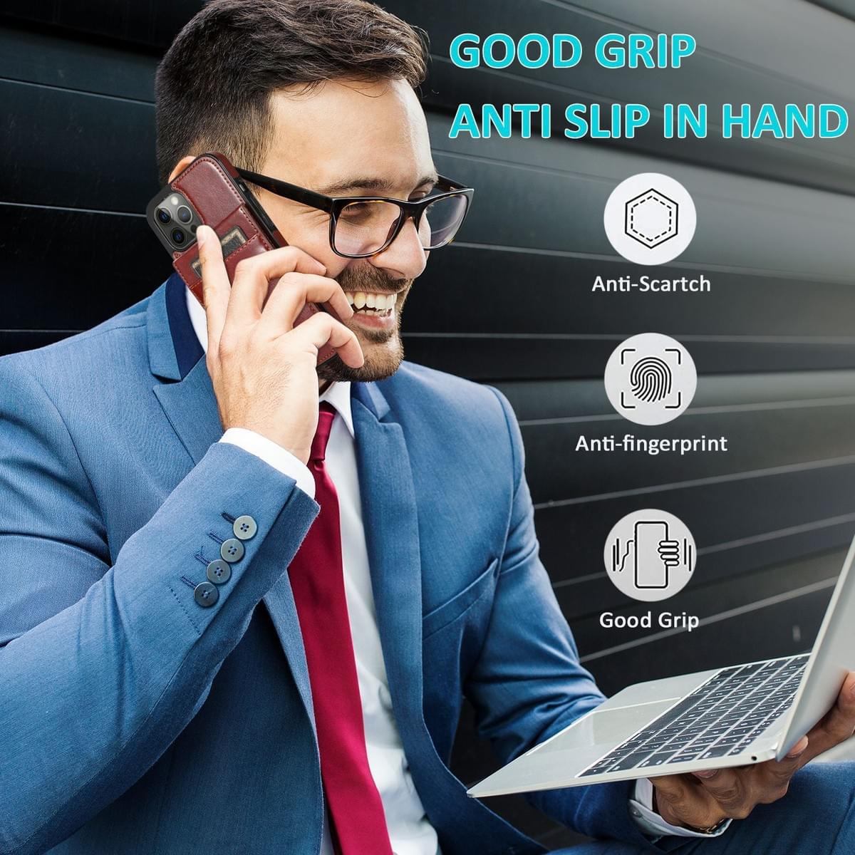 Custom Luxury Retro Flip Leather Cases with Card Holder for iPhone & Samsung|FactoryDirect Supply