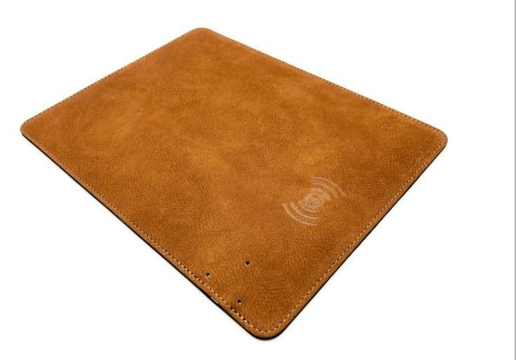 15W QI wireless charging leather mouse pad for smartphones