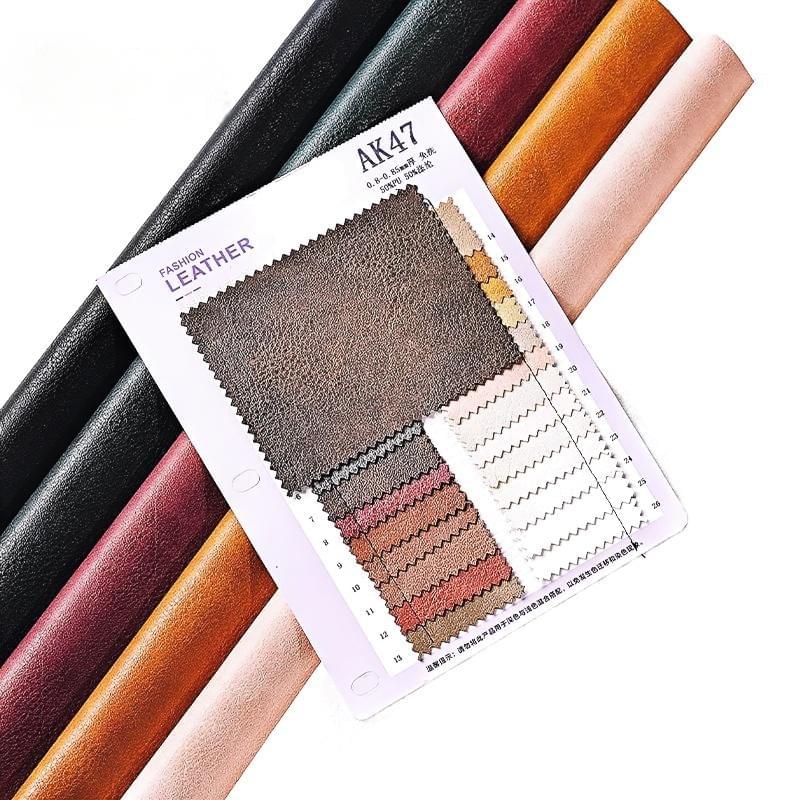 Spot wholesale two-tone retro soft drape semi-PU leather fabric with knitted brushed backing