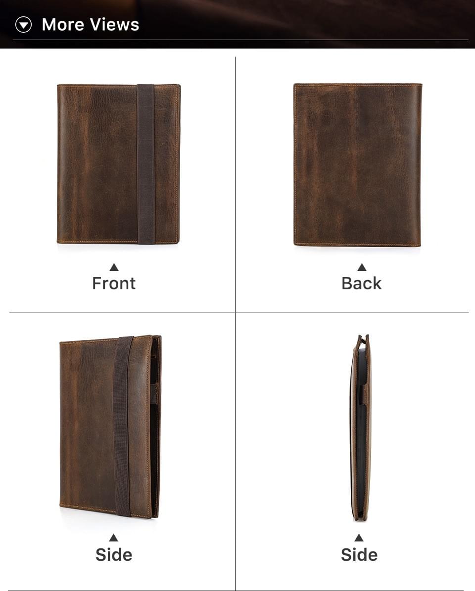 Crazy Horse Leather A5 Notebook Cover for iPad Mini | OEM Leather Case Factory