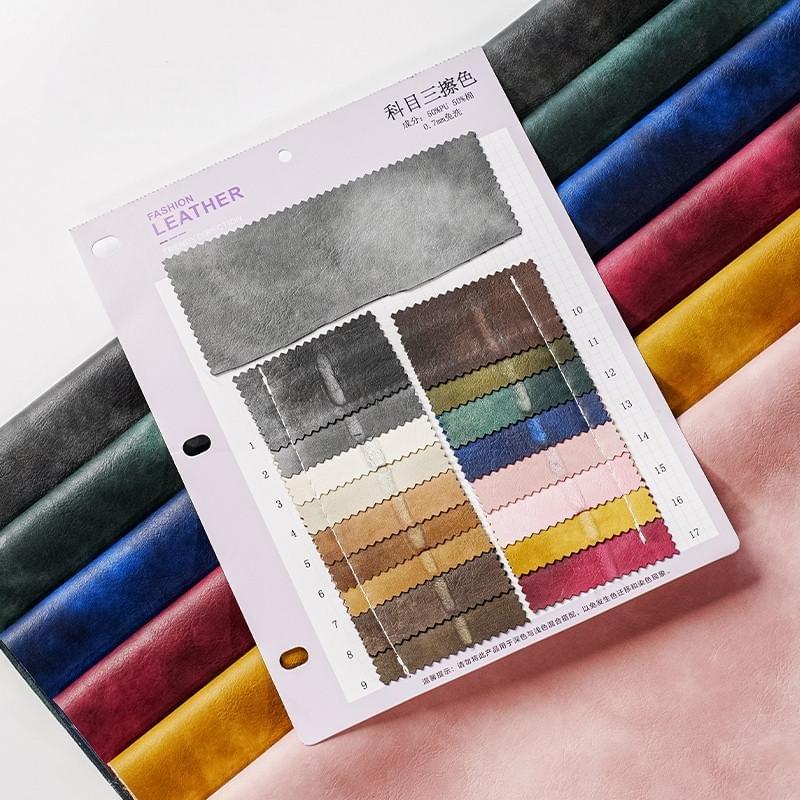 Spot wholesale two-tone retro soft drape semi-PU leather fabric with knitted brushed backing