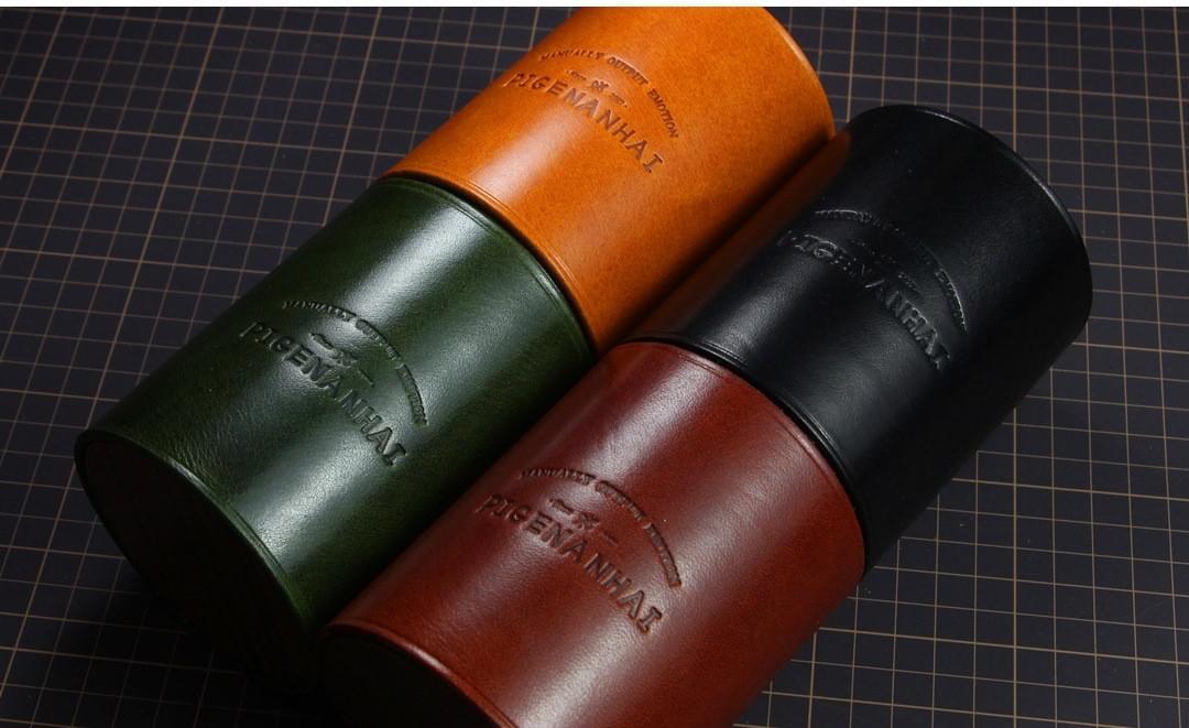 American Vintage Handmade Vegetable Tanned Leather Pen Holder | Desk Organizer OEM