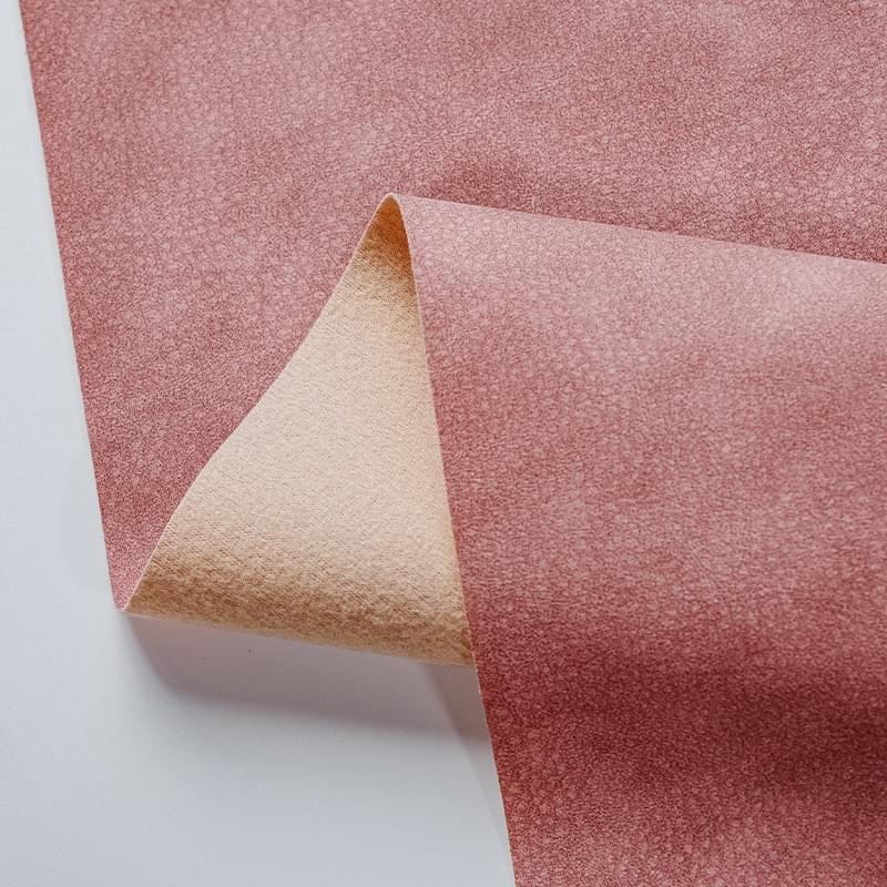 Spot wholesale two-tone retro soft drape semi-PU leather fabric with knitted brushed backing