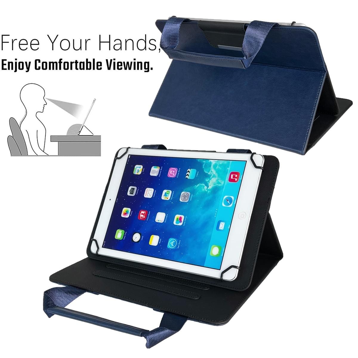 Universal Leather Tablet Case with Stand | 8-Inch Zipper Sleeve & 10-Inch Handle Bag OEM