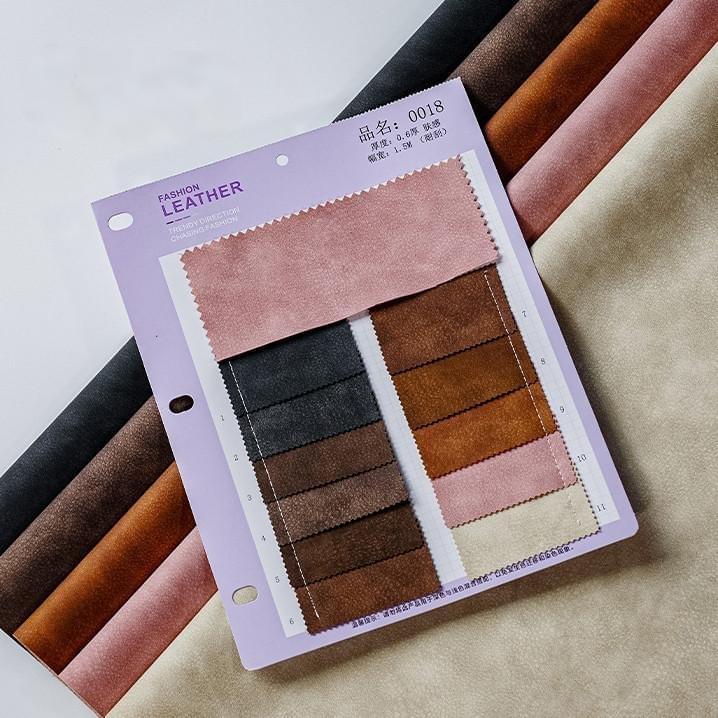Spot wholesale two-tone retro soft drape semi-PU leather fabric with knitted brushed backing