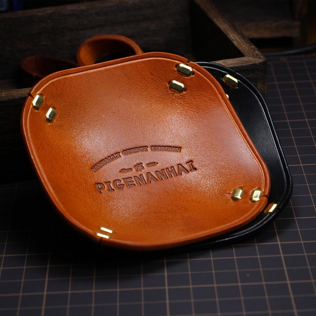 Vegetable Tanned Leather Valet Tray | Nordic Vintage Entryway Storage Organizer OEM