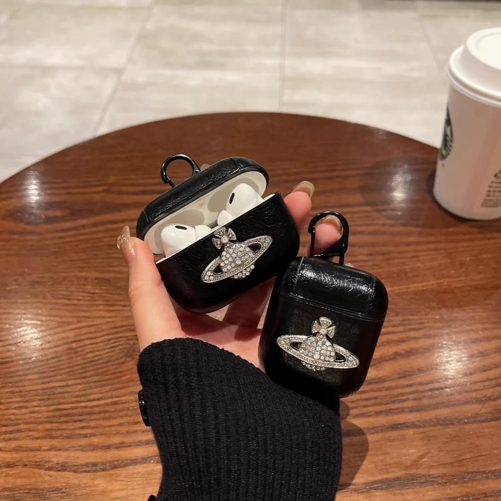 Luxury Leather AirPods Case with Diamond decoration for AirPods 1, 2, 3, Pro & Pro 2