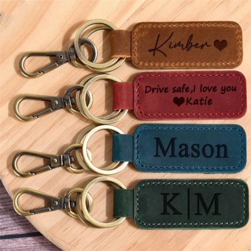 PU Leather Keychain Tag | Vintage Car Key Holder with Laser Engraving OEM