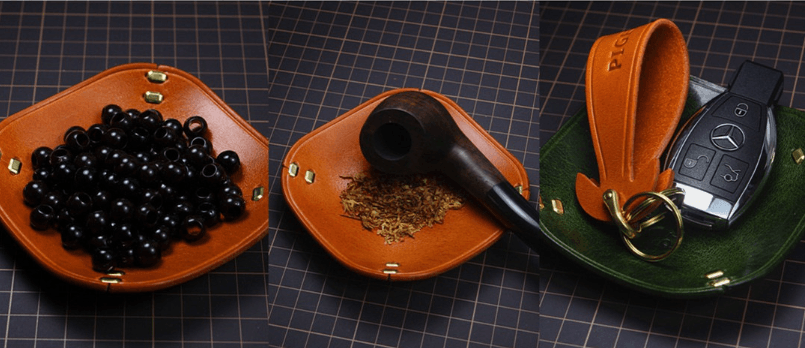 Vegetable Tanned Leather Valet Tray | Nordic Vintage Entryway Storage Organizer OEM