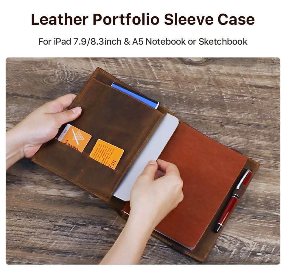 Crazy Horse Leather A5 Notebook Cover for iPad Mini | OEM Leather Case Factory