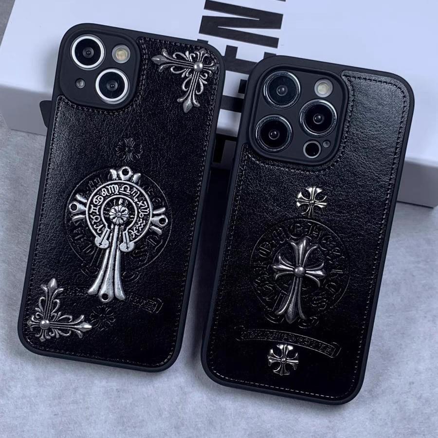 Retro Press Pattern Leather for iPhone Case with Metal Decoration – OEM & Custom Phone Case Supply