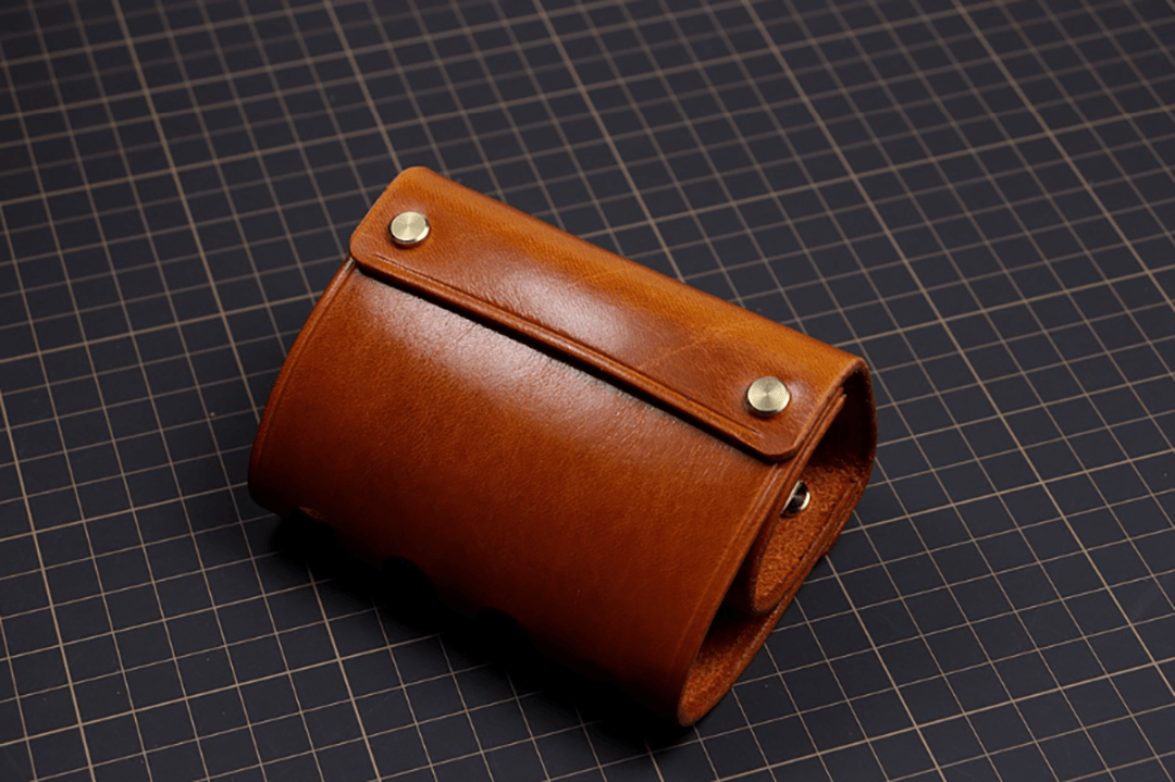 American Handmade Leather Pen Holder | Genuine Cowhide 4-Slot Desk Organizer OEM