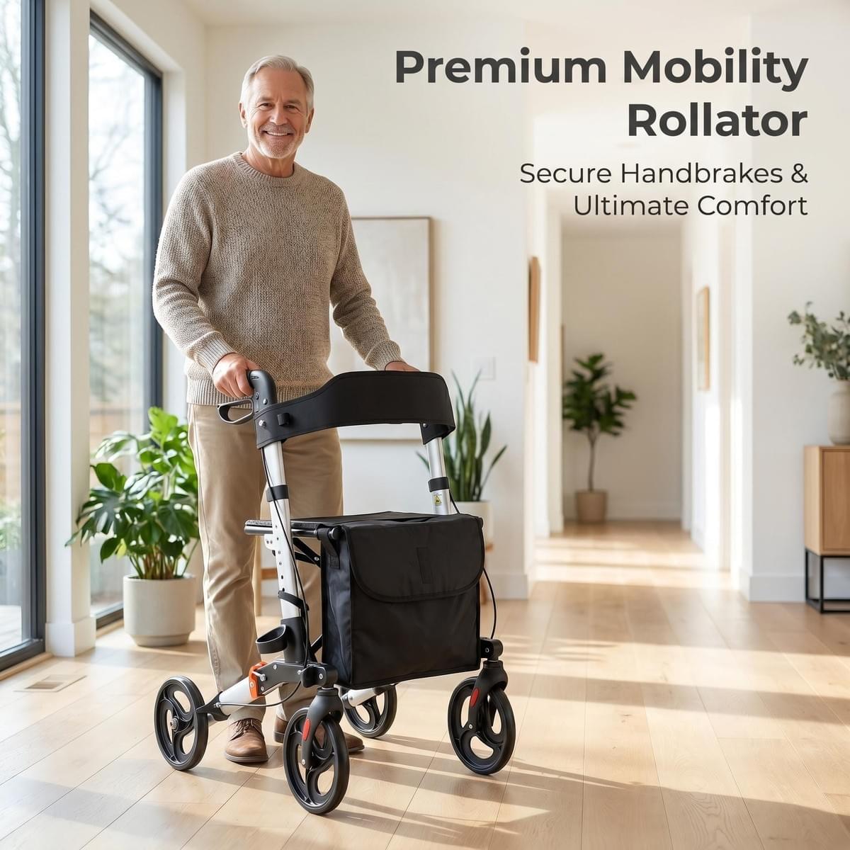 Elderly Rollator Seat-Comfort Mobility Walker Rollator