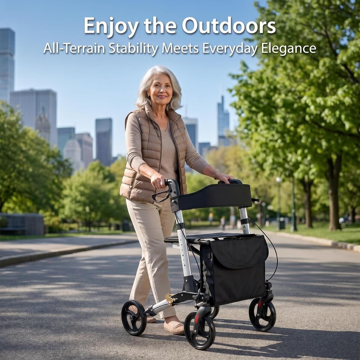 Elderly Rollator Seat-Comfort Mobility Walker Rollator