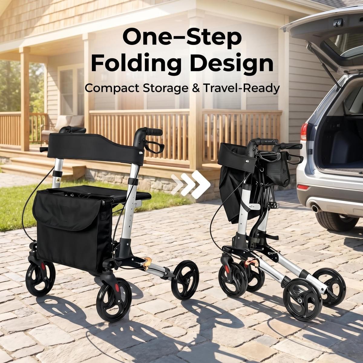 Elderly Rollator Seat-Comfort Mobility Walker Rollator