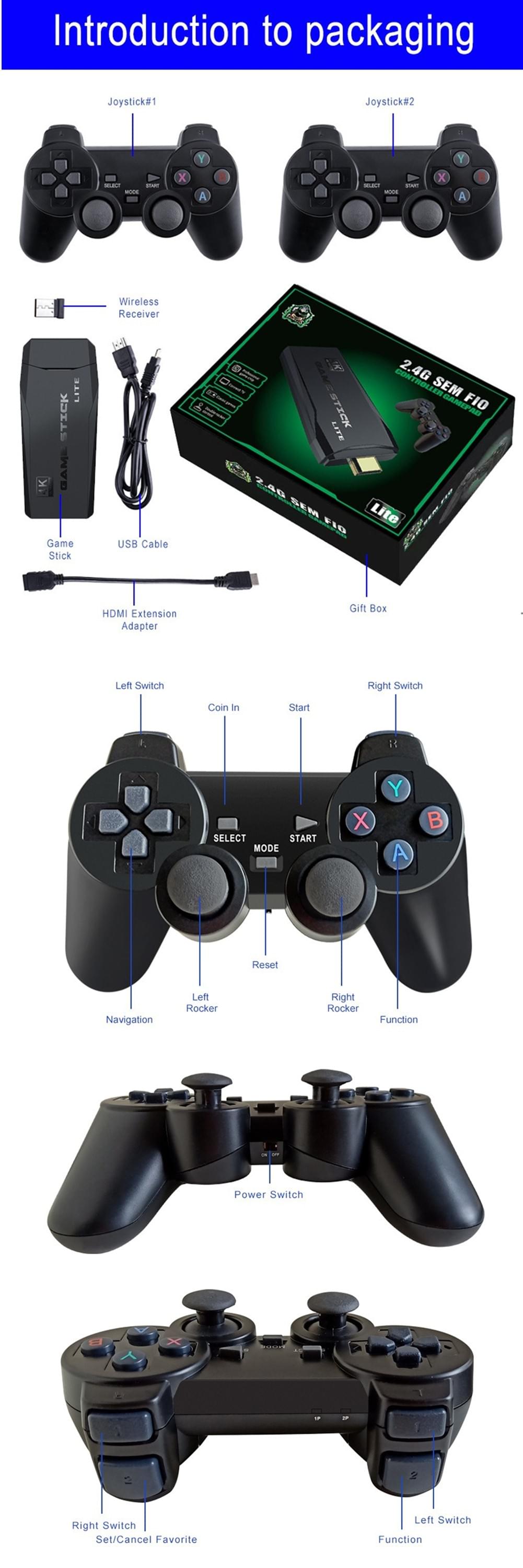 Home Game Console HDMI HD 4K TV Game Console 128GB, 20000 Games for TV PC Laptop Projector