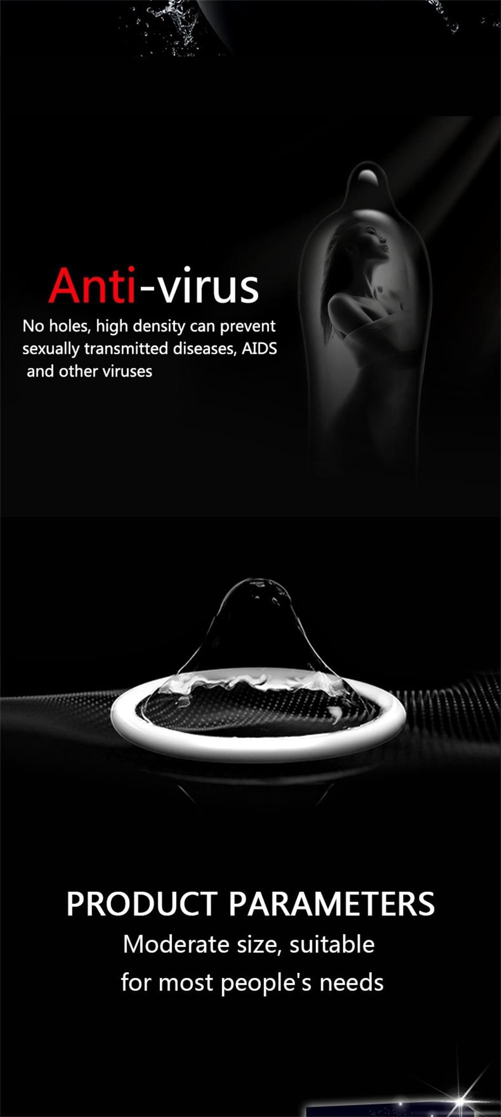 Ultra-thin Condoms, Lubricated 3D Large Particles Condom，Hyaluronic Acid, Water Soluble, Skin-friend
