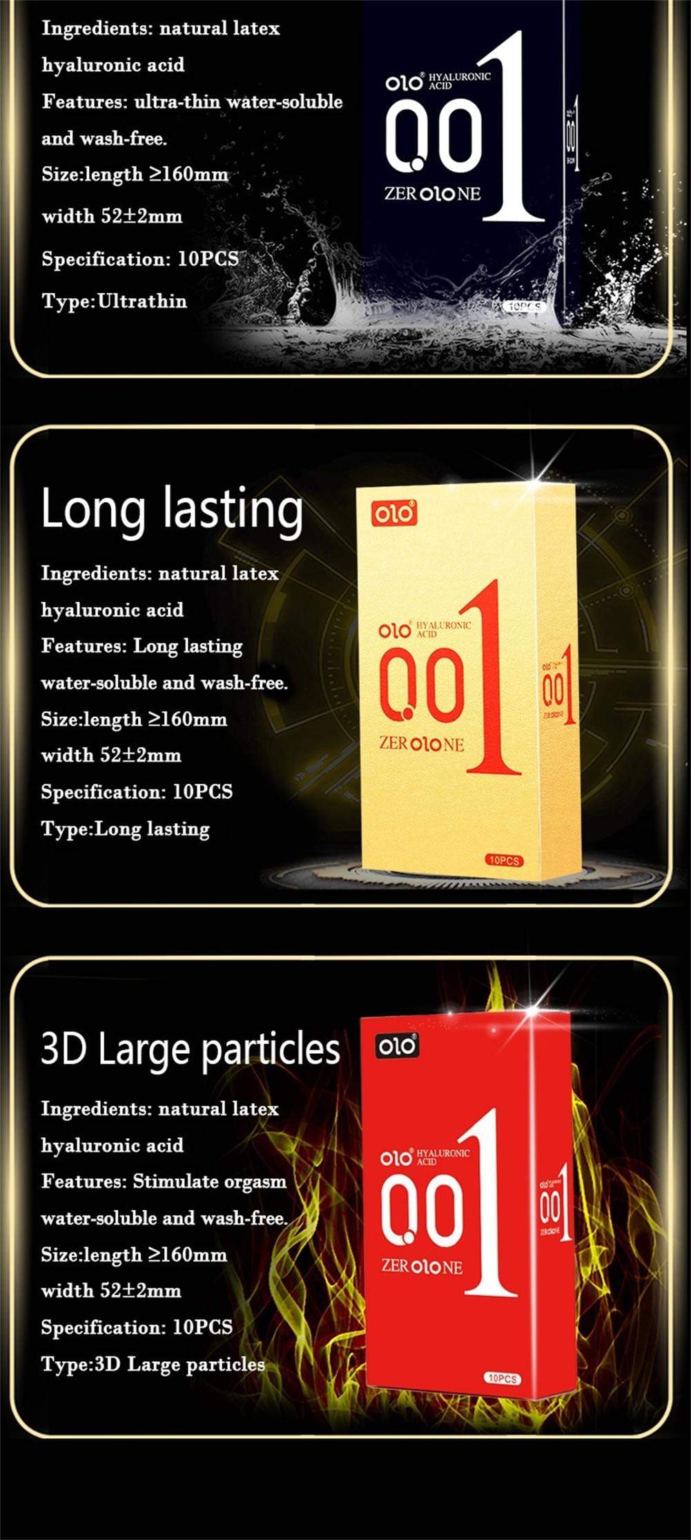 Ultra-thin Condoms, Lubricated 3D Large Particles Condom，Hyaluronic Acid, Water Soluble, Skin-friend