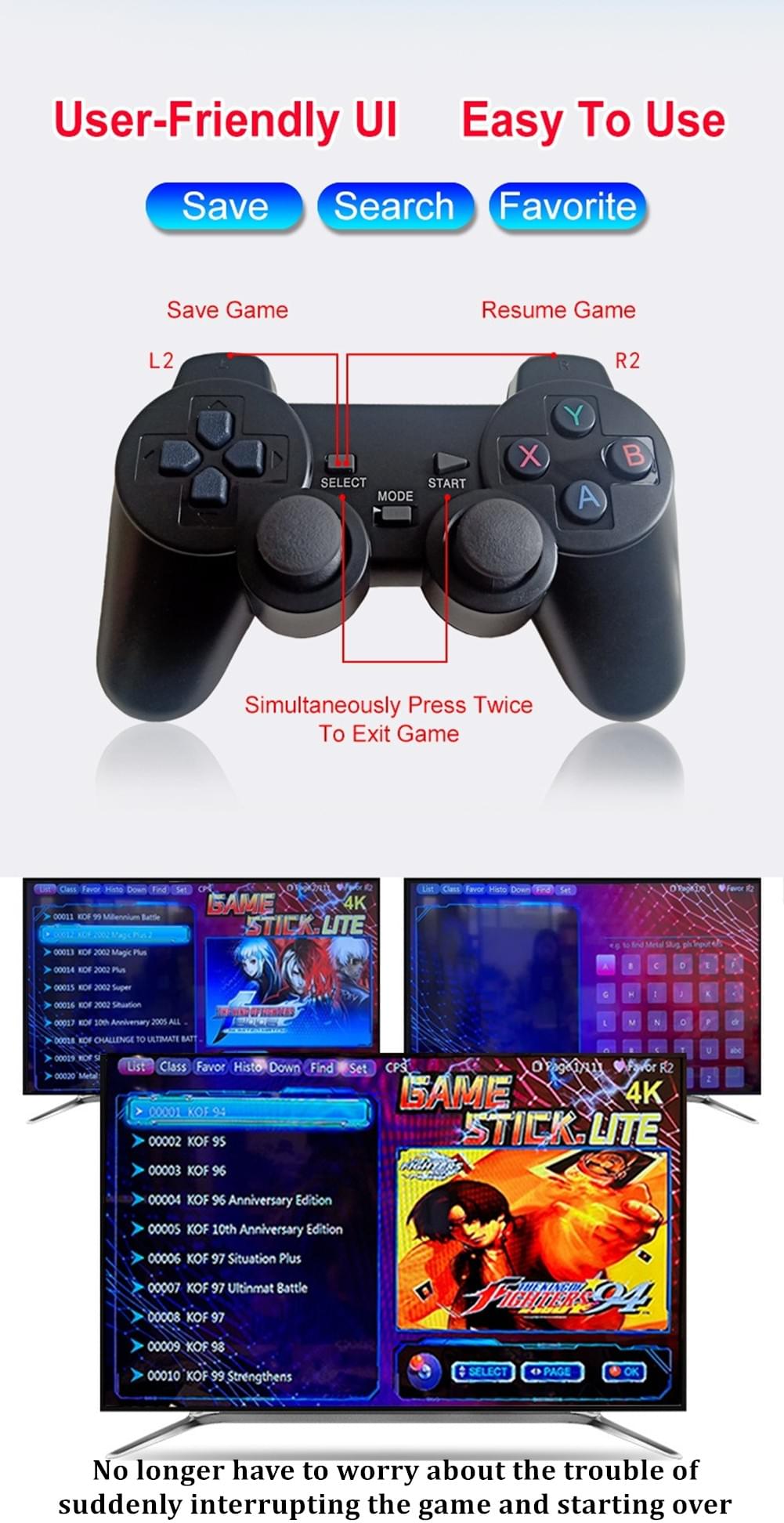 Home Game Console HDMI HD 4K TV Game Console 128GB, 20000 Games for TV PC Laptop Projector