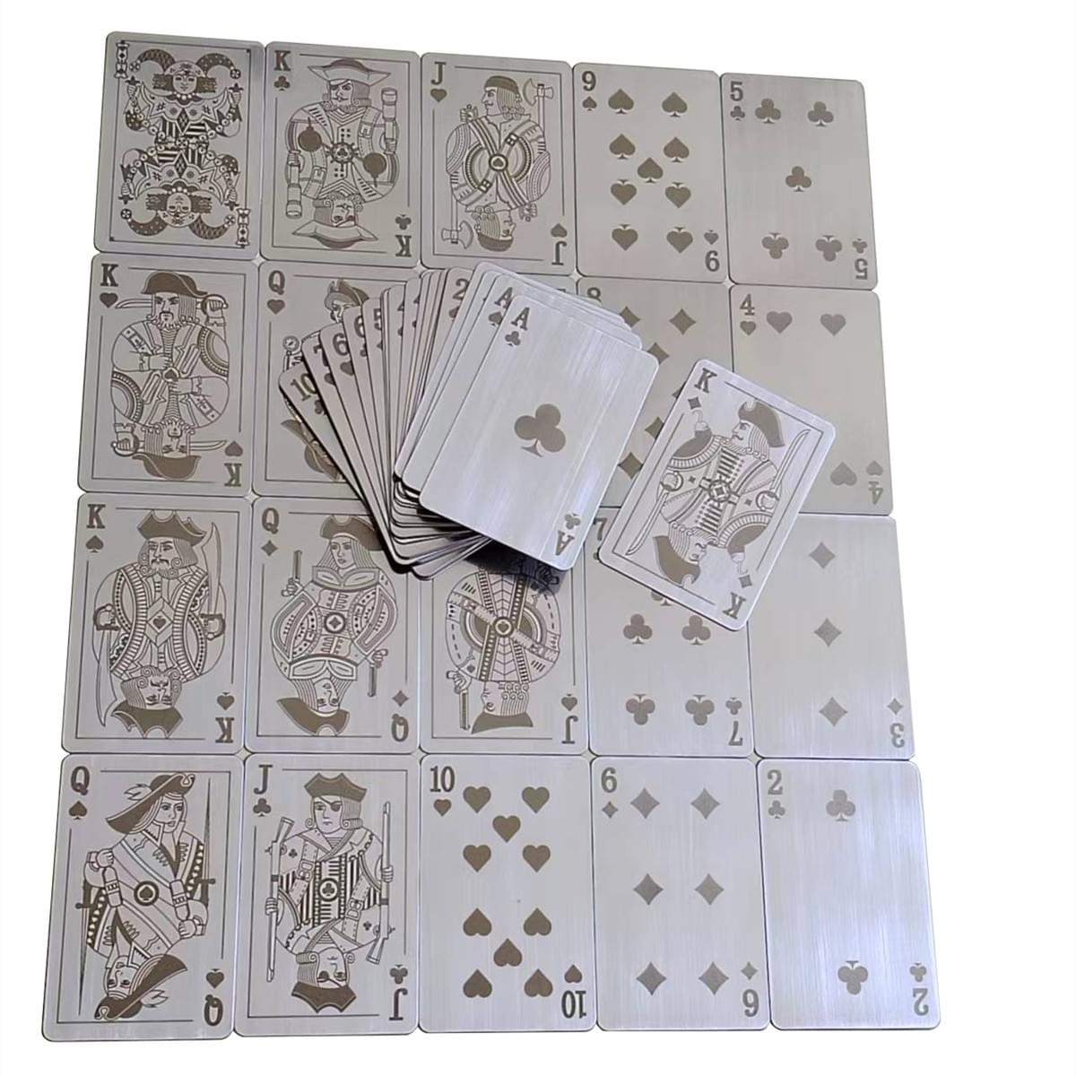 54PCS 304 Stainless Steel Deck of Cards Waterproof Playing Cards Bulk for Adult Reusable Collectable