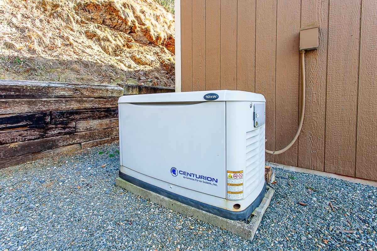 Residential standby generator installed at mountain home