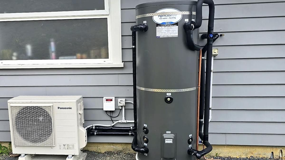 Panasonic CO2 hot water heat pump installed by DesignPro Plumbing & Gas