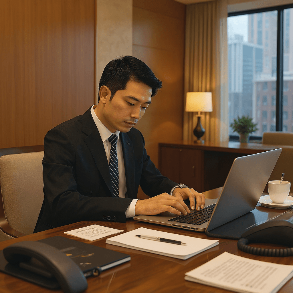 Not only medical care, but also services that support a comfortable stay are being arranged. comfortable stay environment Our company's service Introduction of inquiries for medical tourism that allows the wealthy around the world to receive Japanese medical care. The overall theme is white and gold.