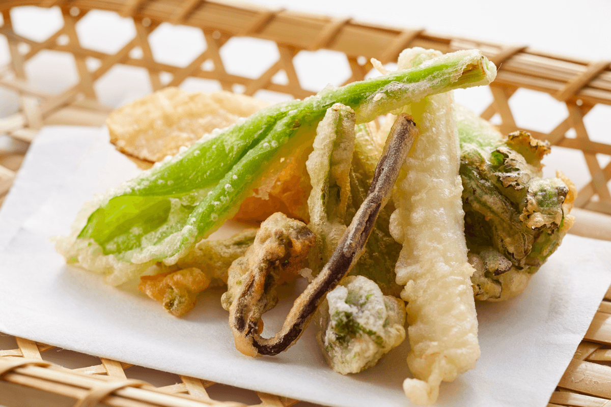 Vegetable tempura, vegan friendly Japanese food