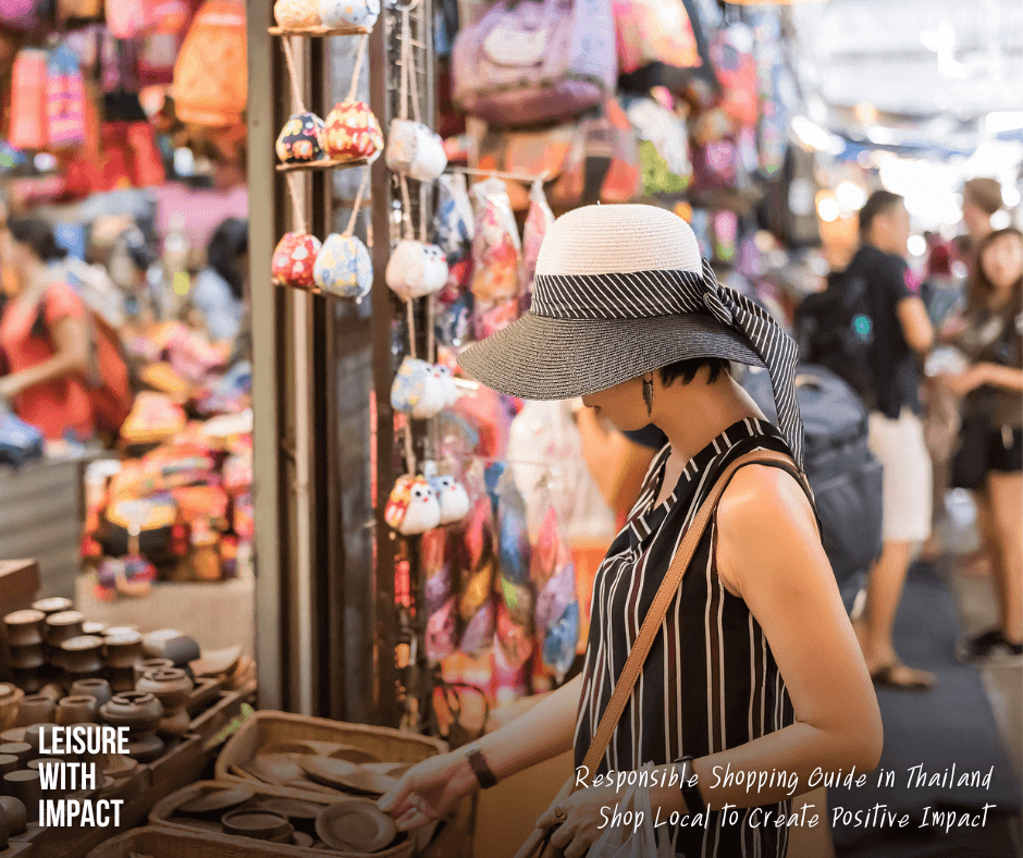 Travelers purchasing locally made products directly from a community enterprise in Thailand.