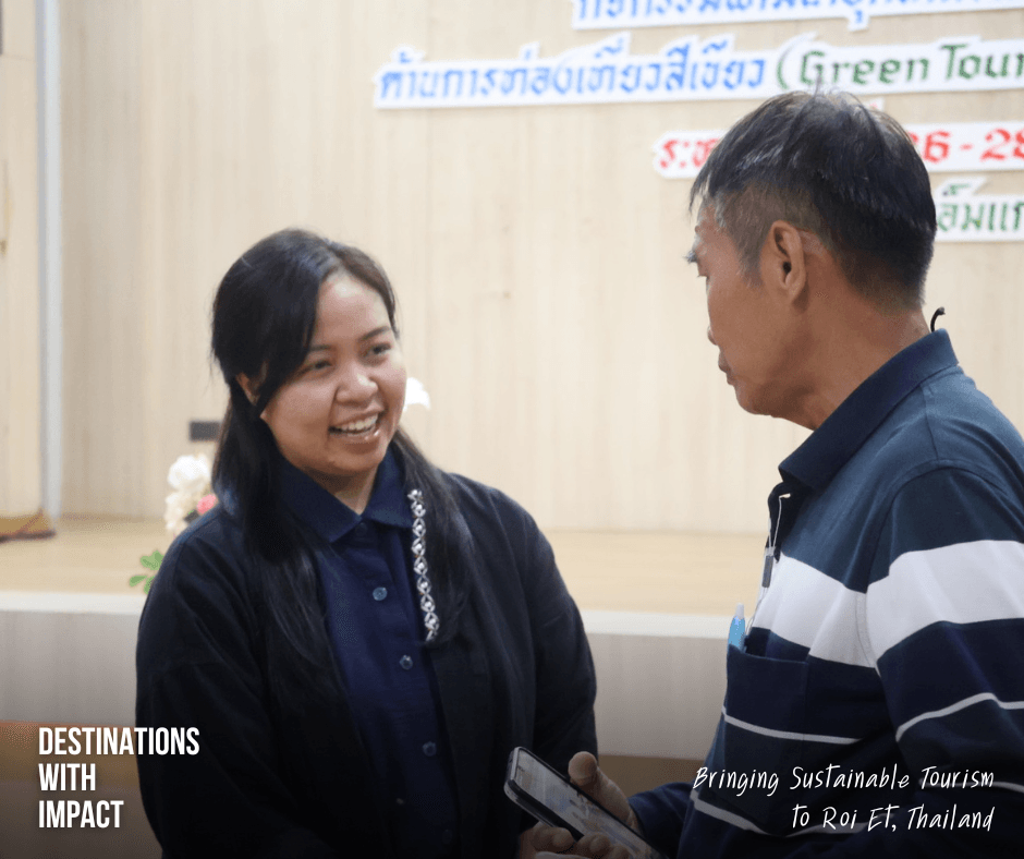 Koi, Project Manager at SiamRise Travel, consulting community representatives on sustainable tourism criteria and destination development in Roi Et.