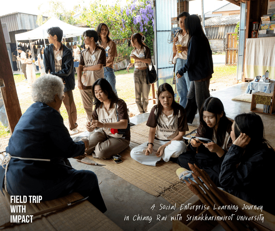 Educational travel students exploring social innovation and maker space learning at Rong Len Playable Museum Chiang Rai