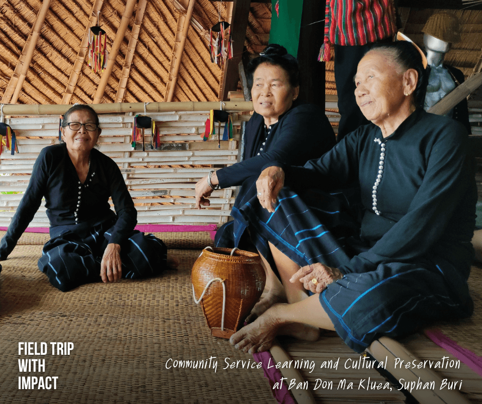 Students and local residents collaborating on a community-led cultural preservation project in Thailand