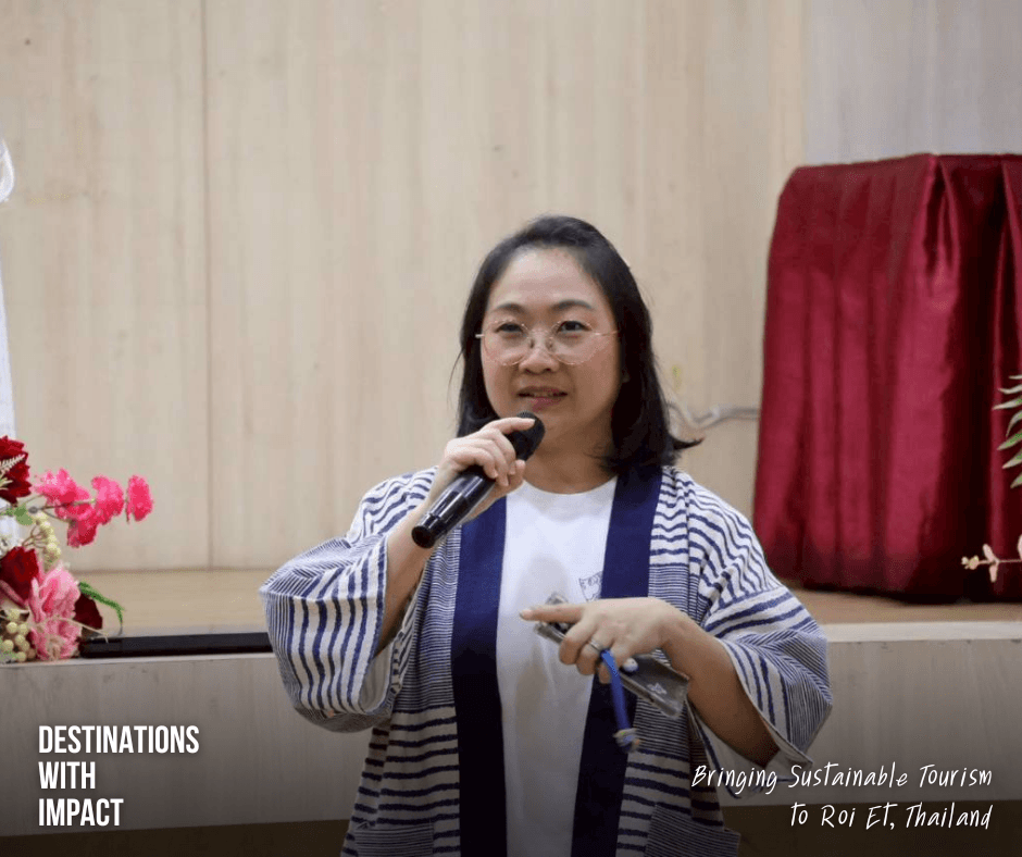Fine, Co-founder of SiamRise Travel and a certified Thailand Green Coach, sharing sustainable tourism practices with local tourism stakeholders.