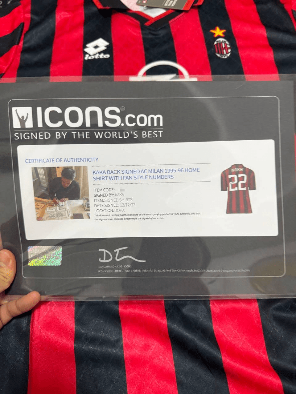 Kaká Signed AC Milan 2006/07 Retro Home Jersey #22 – ICONS Certified