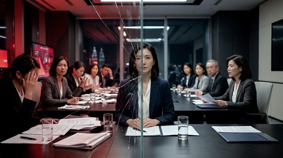 女性高管參與治理介入前後的會議，呈現決策轉向獨立覆核與制度問責的成果。