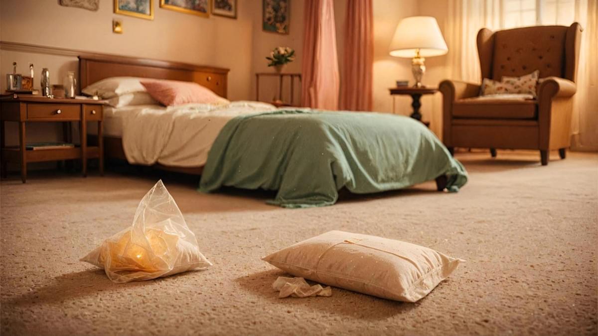 旅館角落塑膠袋與名片。