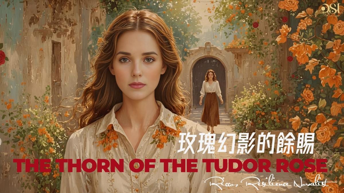 一位身穿黑色洋裝的女子走在現代辦公室中央的走道上，兩側是一排排在電腦前工作的上班族，前方盡頭是一個象徵光亮與未來的大圓形光源，畫面以溫暖復古色調呈現