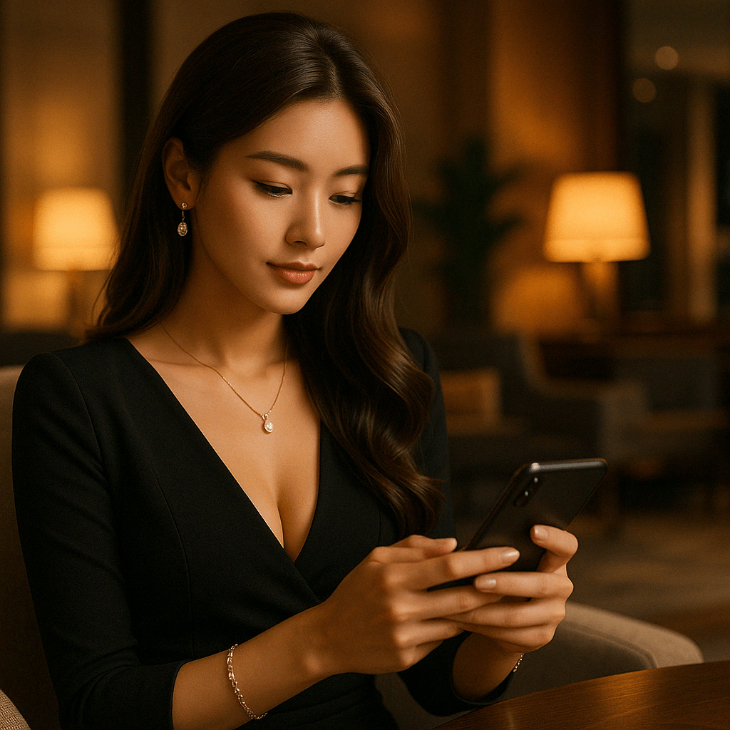 모바일 카지노를 즐기는 여성