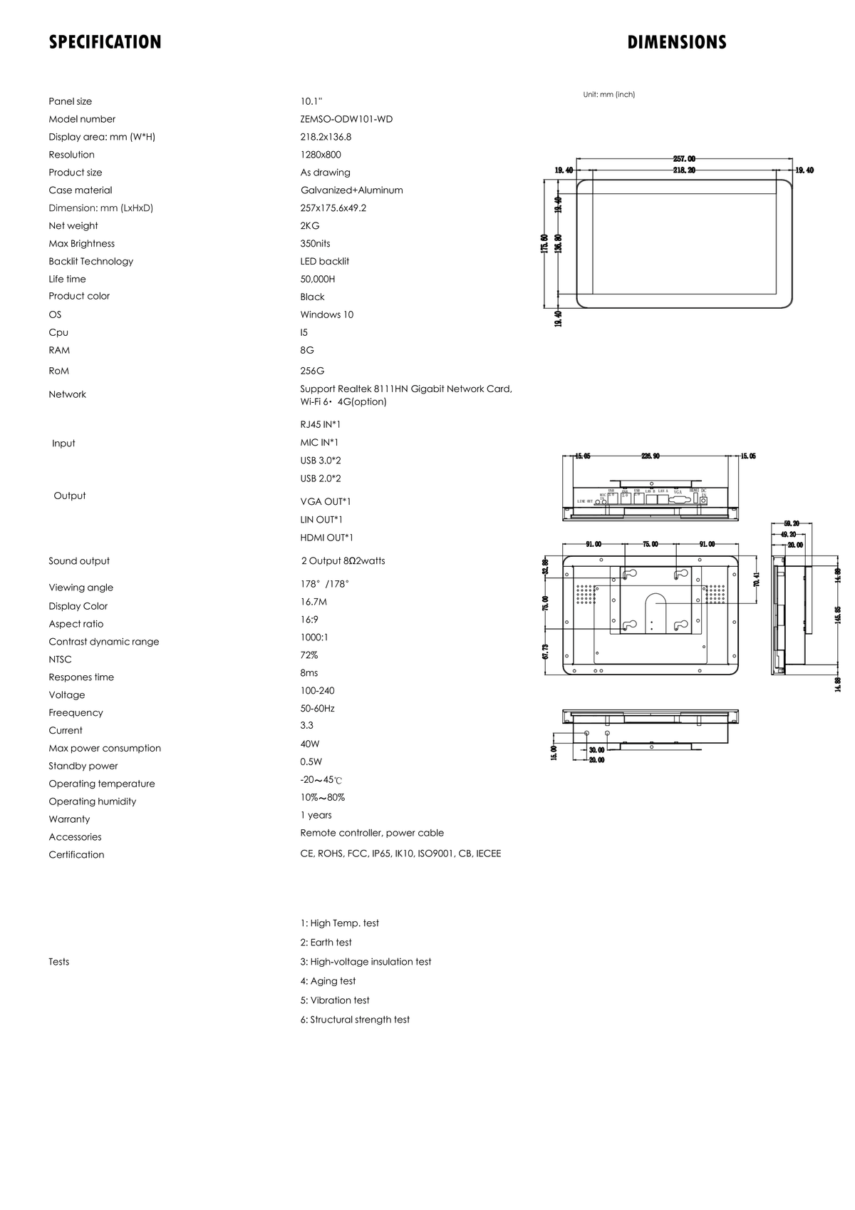 10.1‘’ All in one touch kiosk