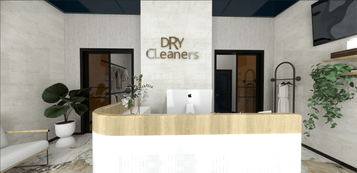 Modern commercial foyer featuring neutral color palette and cozy furnishings.