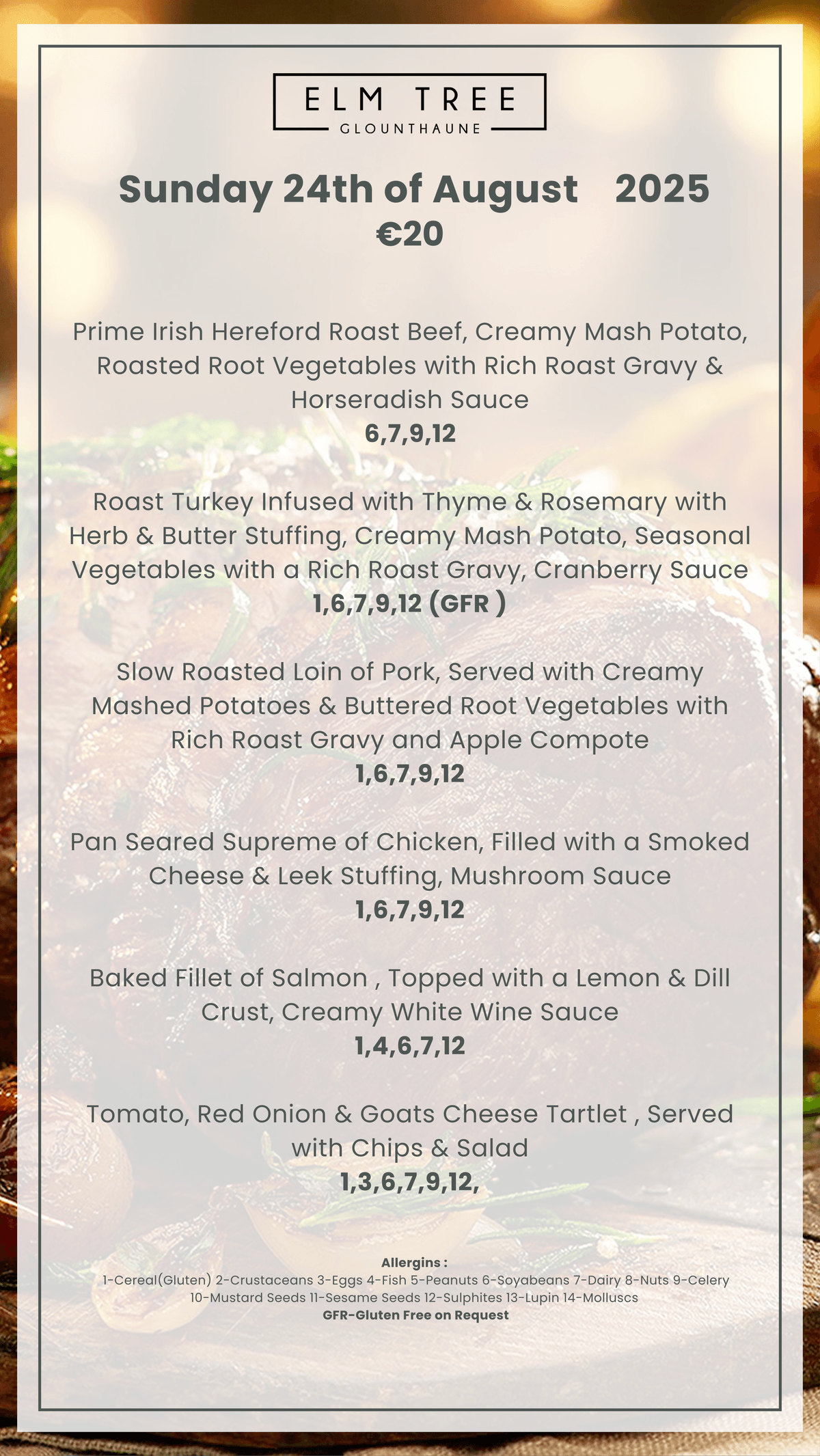 Weekend  Carvery Menus 