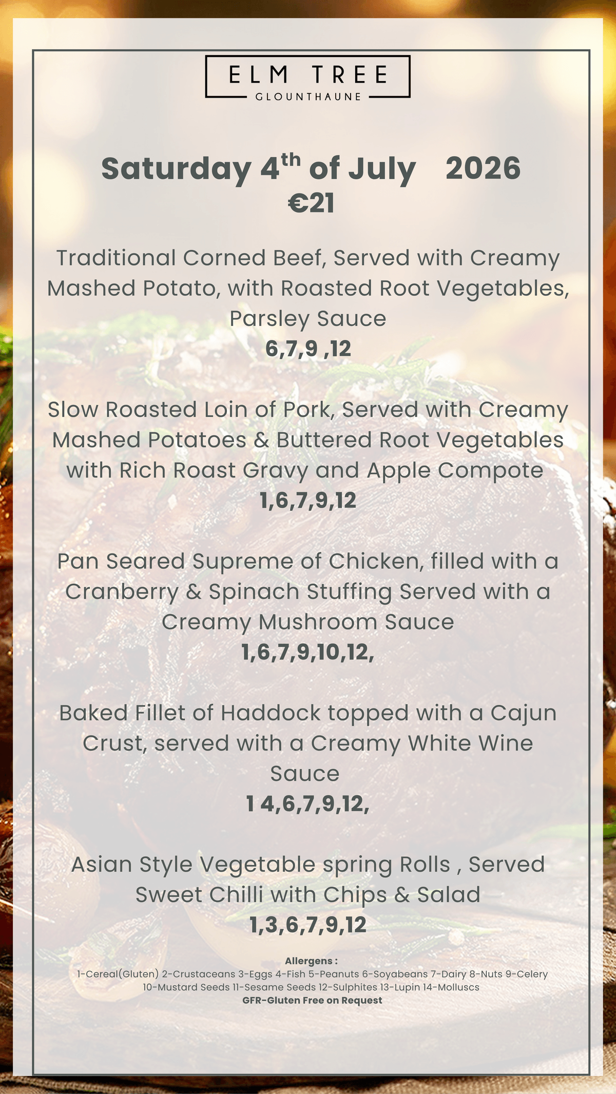 Weekend Menus 