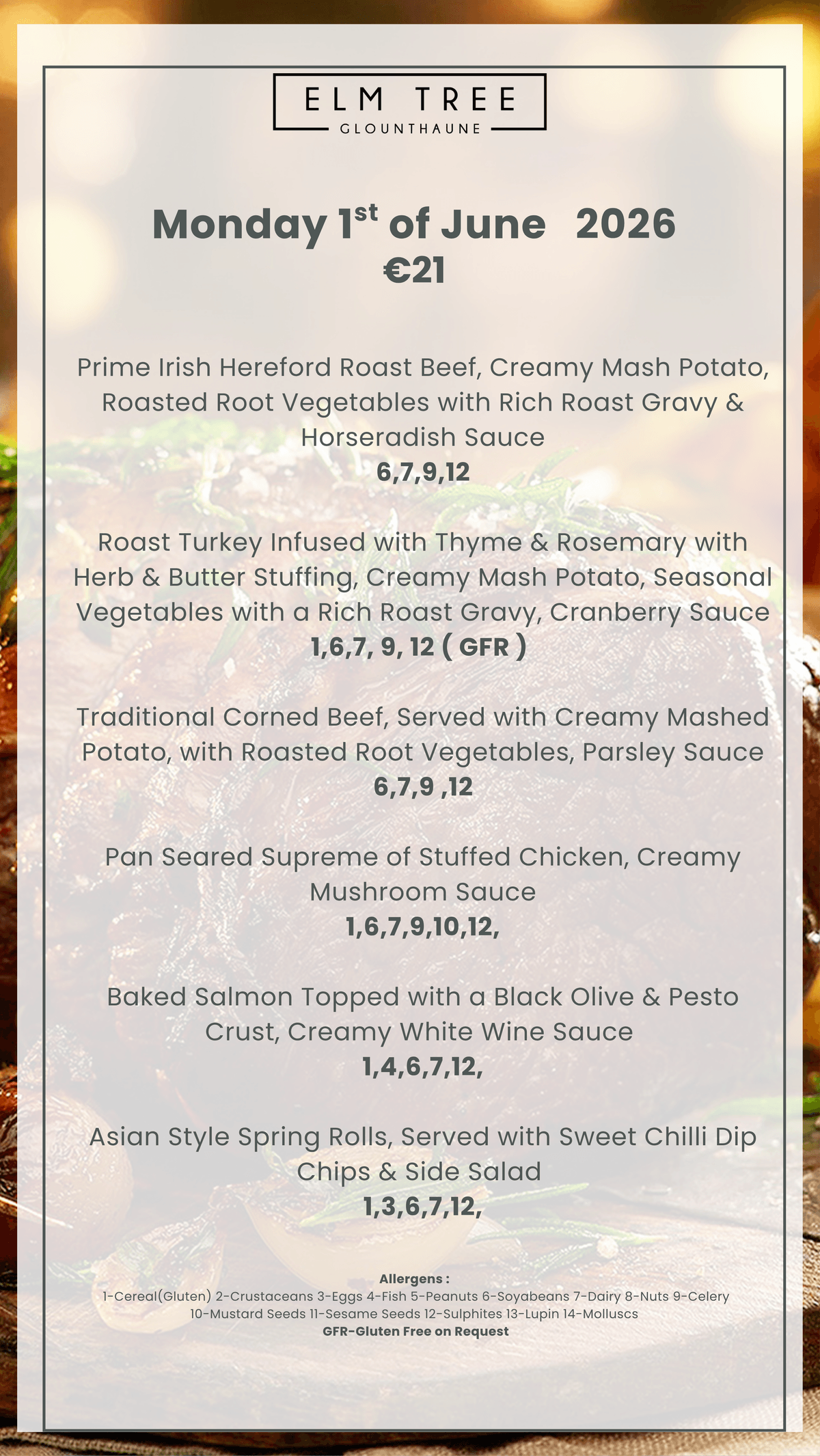 Bank Holiday Weekend Menus 