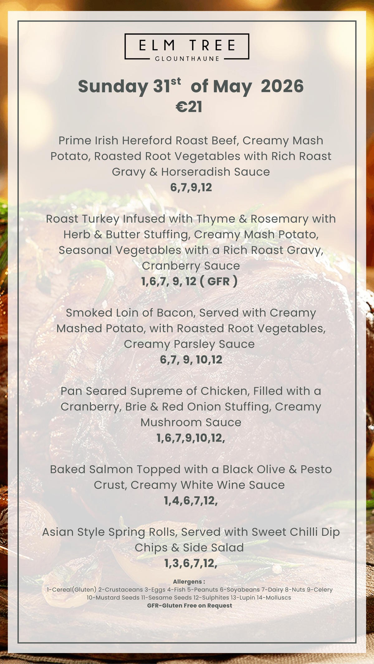 Bank Holiday Weekend Menus 