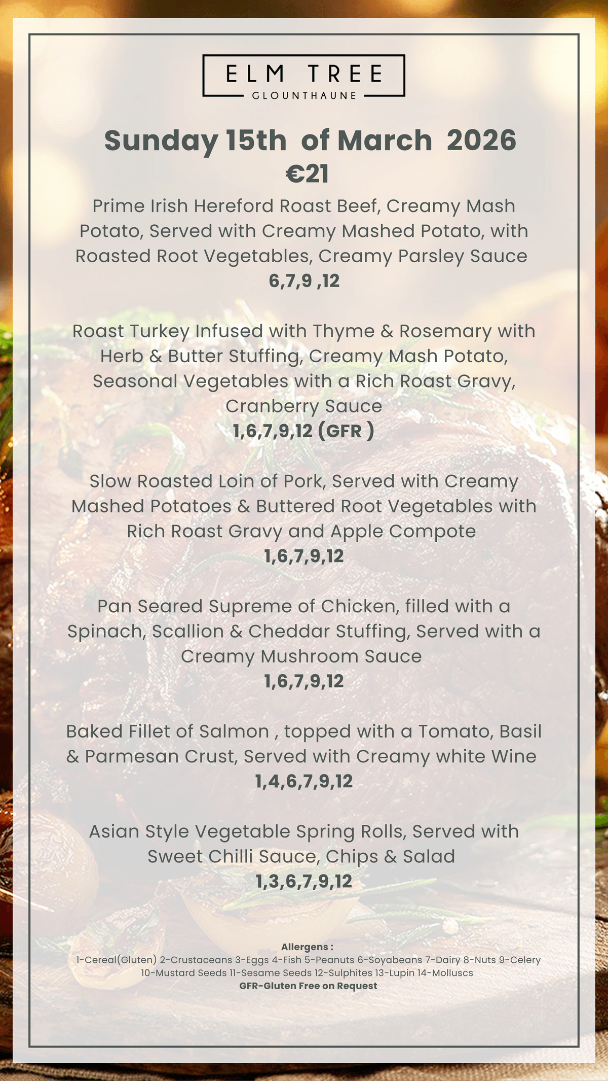 Weekend Carvery Menus 