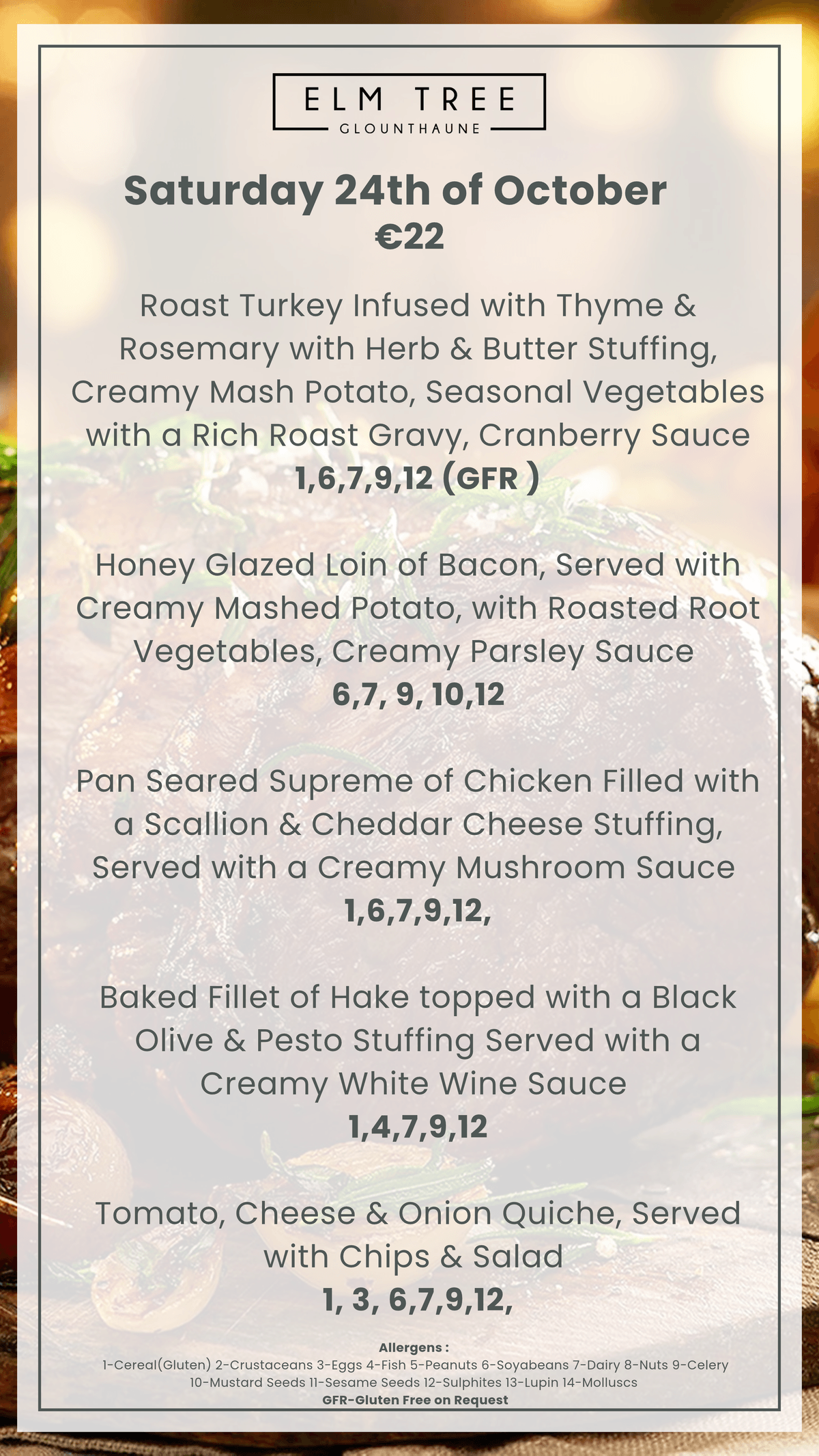 Bank Holiday Carvery Menus 