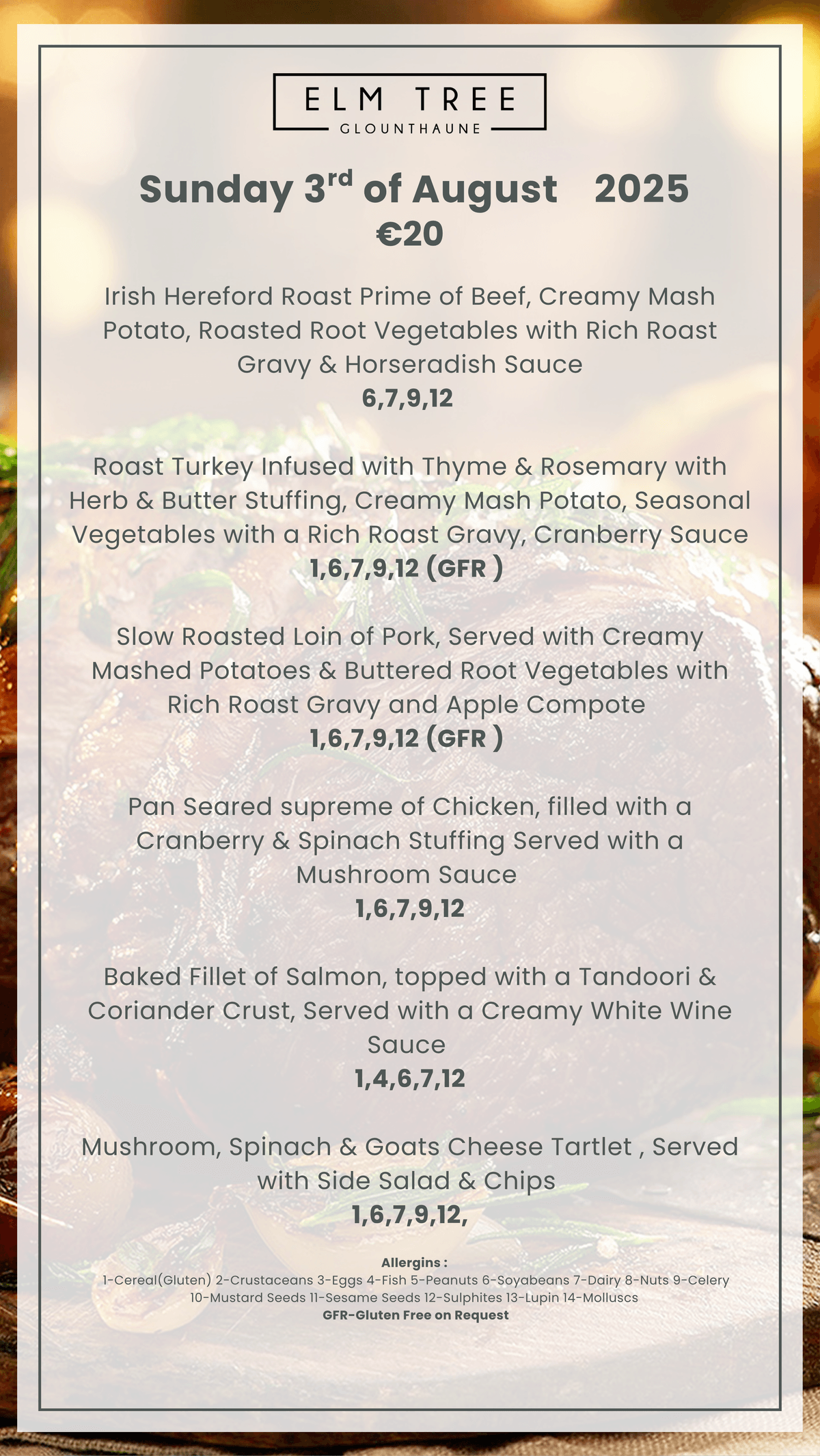 Bank Holiday Carvery Menus 