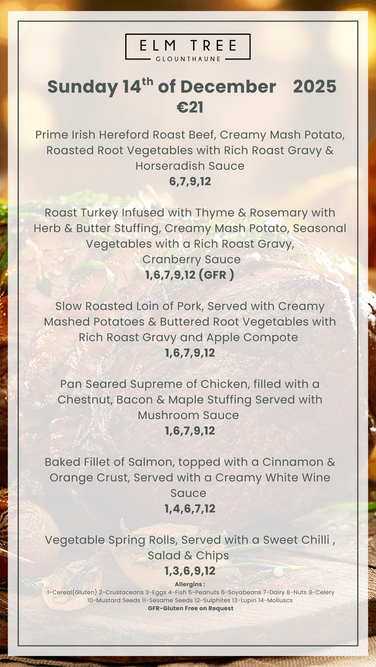 Weekend Carvery Menus