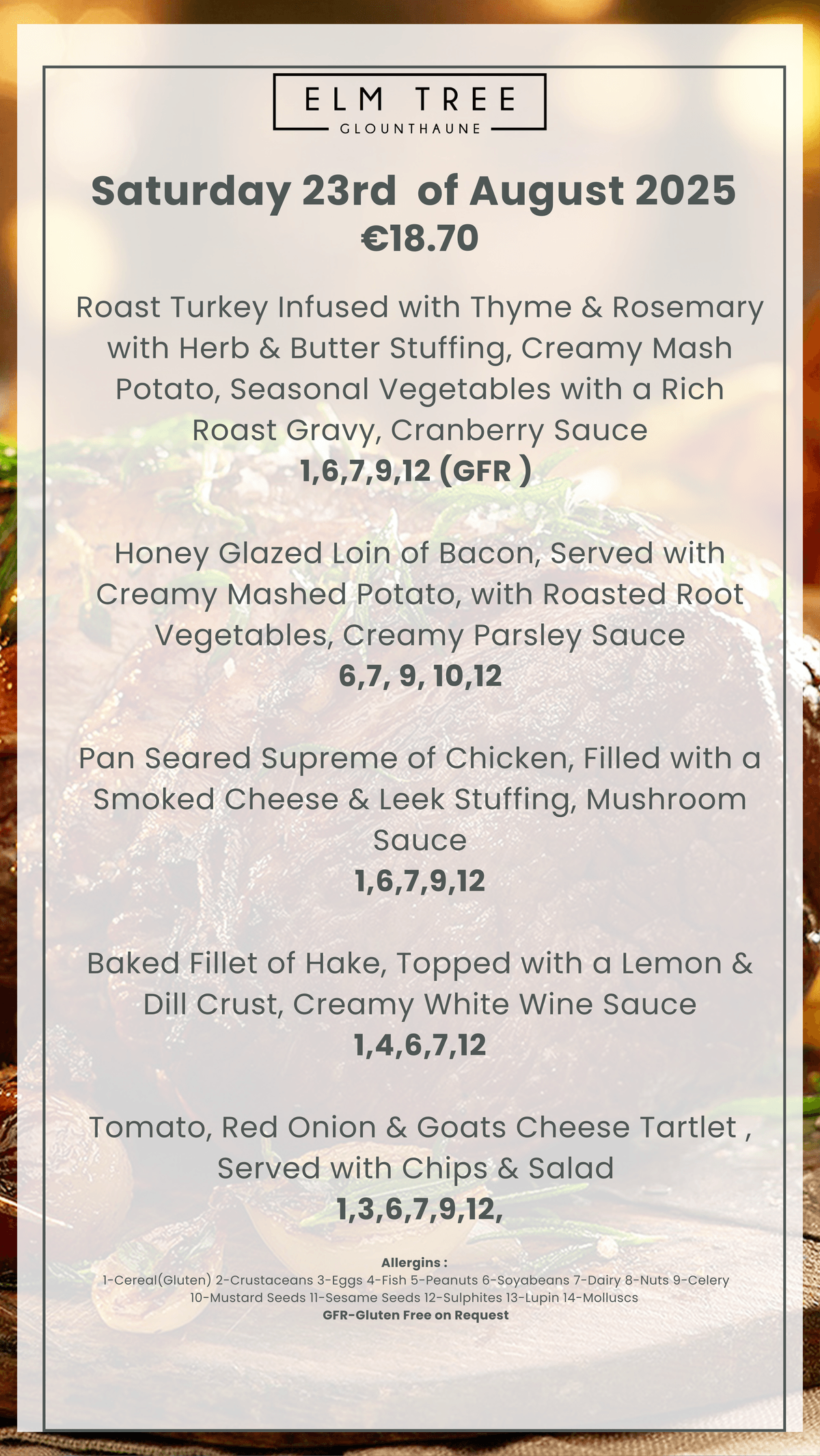 Weekend  Carvery Menus 